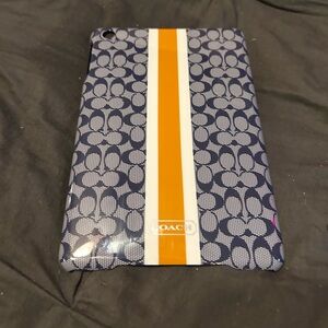Coach Navy and Orange Patterned Tablet Sleeve